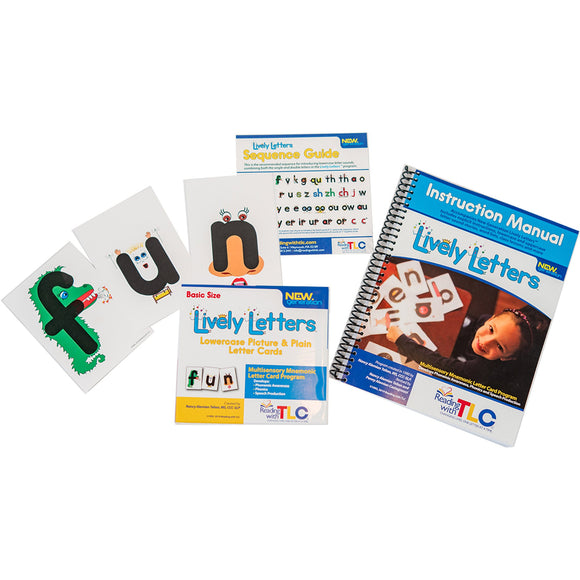 Lively Letters Basic Set, Core TLC Product: Boxed Lowercase Picture and Plain Letter Cards / Manual, Quickly Improve Phonemic Awareness / Phonics, PreK – 2, Struggling Readers, All Ages, Dyslexic, Fun