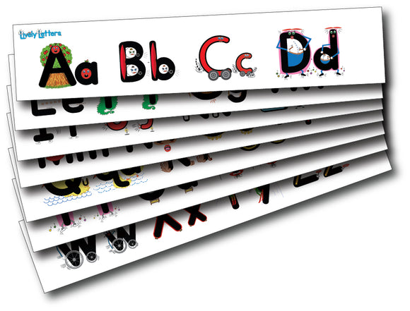 New Generation Lively Letters Uppercase & Lowercase Alphabet Wall Strips